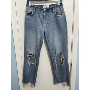 We The Free Jeans 26 Maggie Button Fly High Rise Cropped Grunge Festival Punk